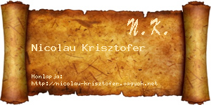 Nicolau Krisztofer névjegykártya